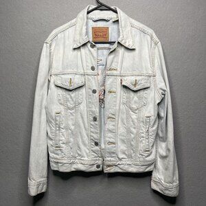 Levis Ex-Boyfriend Embroidered Floral Trucker Light Wash Denim Jacket M